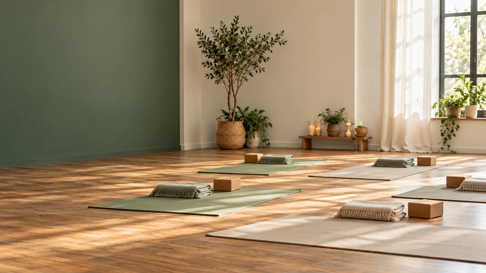 Illustration d’un espace de yoga calme, sans personnes